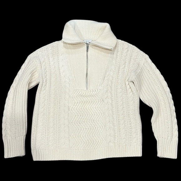 Reiss Alexis 1/4 zip cream cable knit sweater size Medium - Picture 2 of 7